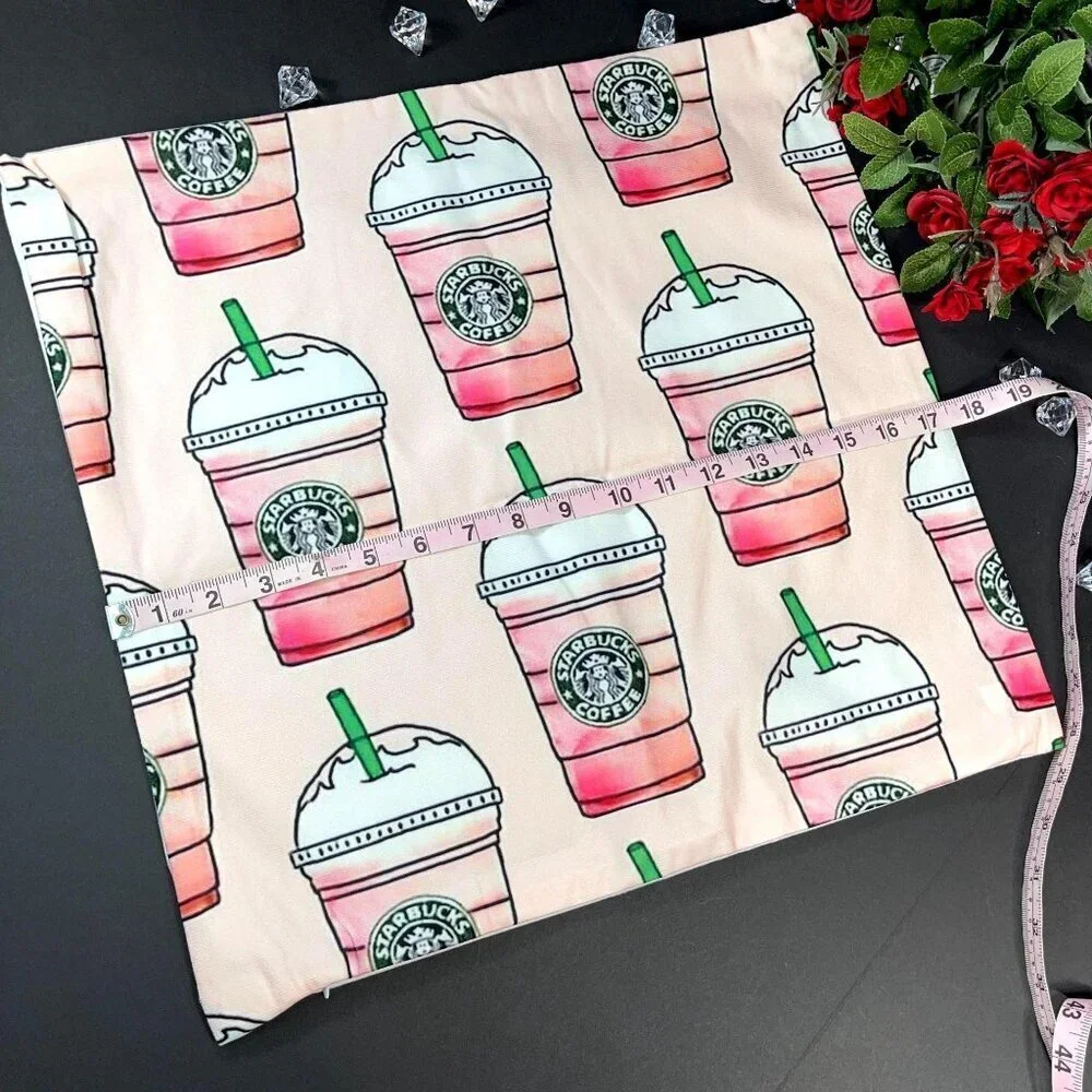 Coffee Pillow Strawberry Shake Accent Pillowcase Throw Cushion Cover Home Decor